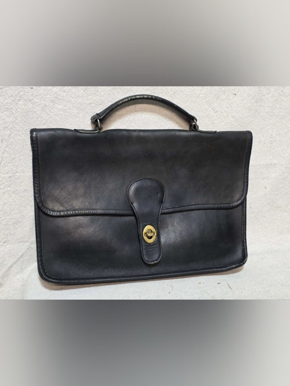 Coach 1970s School Bag Clutch Black Turn Lock Vintage